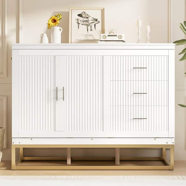 Harper & Bright Designs Vertical Striped White Wood Frame Queen