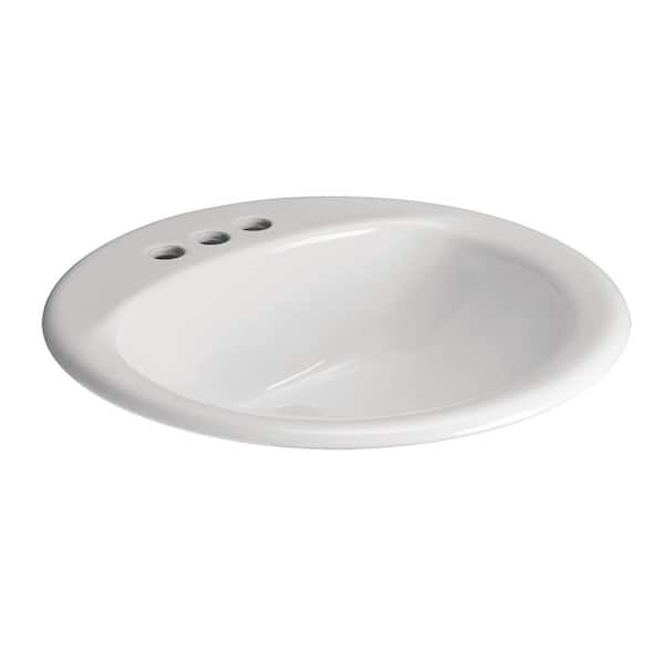 Glacier Bay 19 in. Drop-In Round Vitreous China Bathroom Sink in White