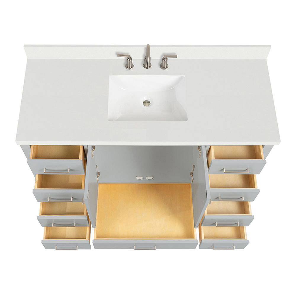 Cambridge 55" Grey and White Quartz Single Basin Vanity Set
