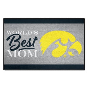 Iowa Hawkeyes Gray World's Best Mom 19 in. x 30 in. Starter Mat Accent Rug