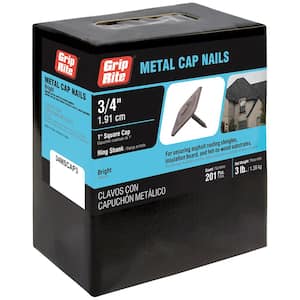 #12 x 3/4 in. Bright Steel Smooth Shank Metal Square Cap Roofing Nails 3 lb. Box