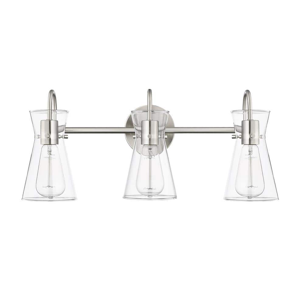 Camellia 22 in. 3-Light Brushed Nickel Vanity-Light Clear price history on PriceWatchPro