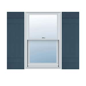 14 in. W x 51 in. H Vinyl Exterior Joined Board and Batten Shutters Pair in Classic Blue