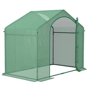 6 ft. x 3 ft. x 5 ft. Portable Walk-In Greenhouse, PE Cover, Steel Frame Garden Hot House, Zipper Door, Top Vent