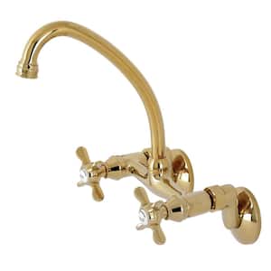 Essex 2-Handle Wall-Mount Standard Kitchen Faucet in Polished Brass