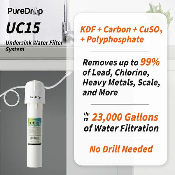 UC15 Under Sink Water Filtration System, Reduces Chlorine, Odor, Bad Taste, Heavy Metals, and Sediment, Fast Flow