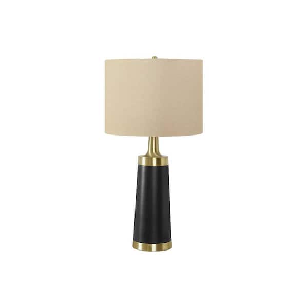 Jushua Contemporary 28 in. H Table Lamp with Beige Shade Task and Reading Black Metal