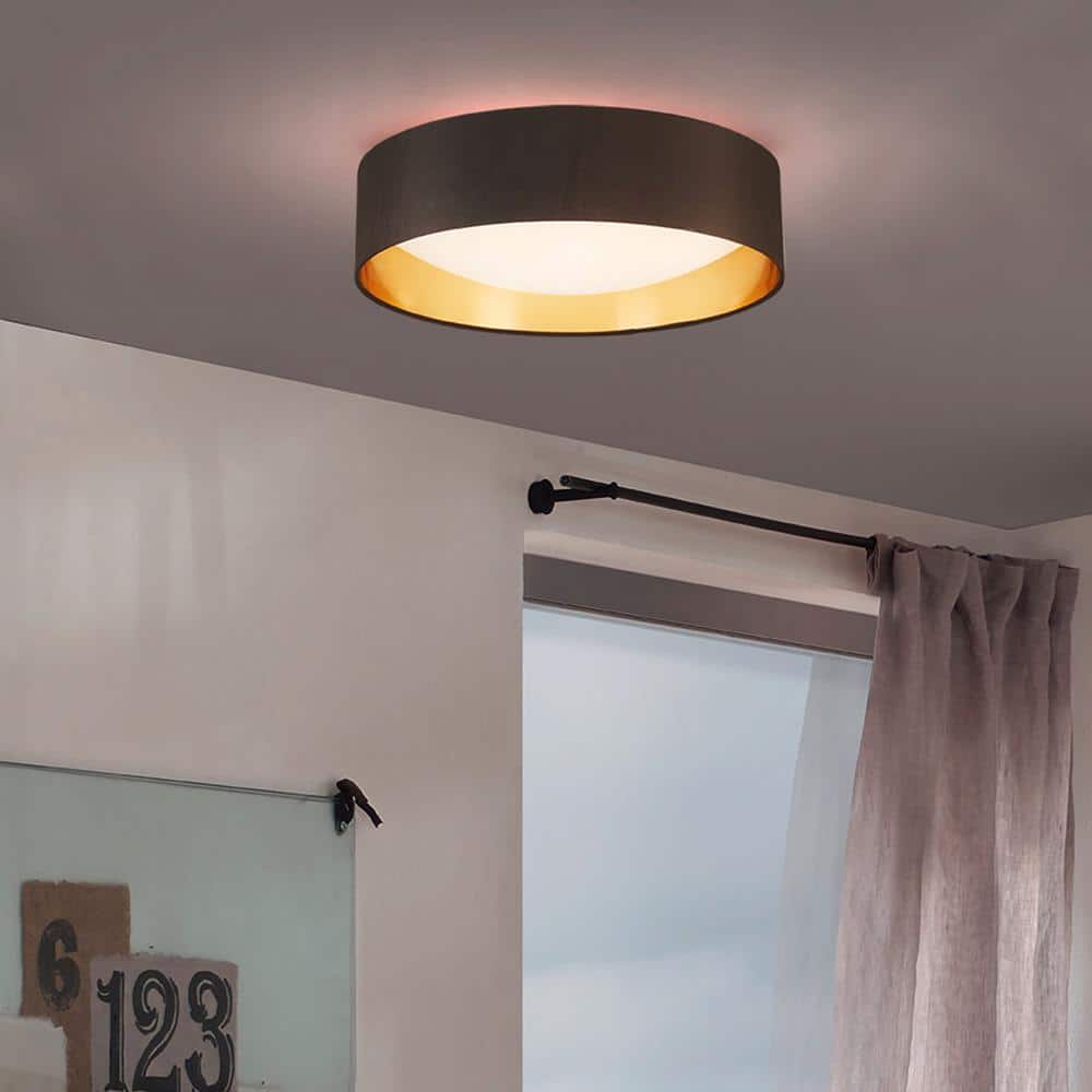 Modern Brushed Nickel 16" Drum LED Flush Mount Ceiling Light