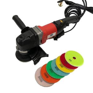 7 Amp Corded 5 in. Variable Speed Wet Polisher plus 5 in. Wet #50 to #3000 Pads and Rubber Backer