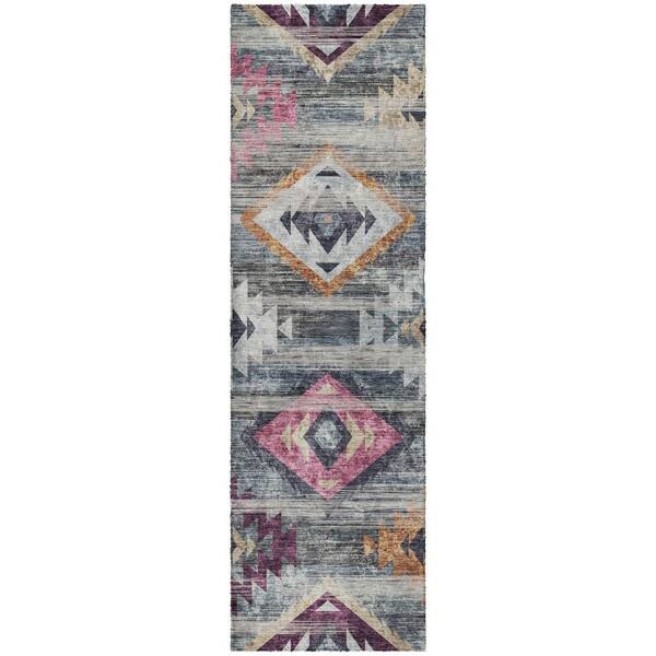 Dream Shag Premium Machine Washable Abstract ADS836 Gray 2 ft. x 7 ft. Runner Rug