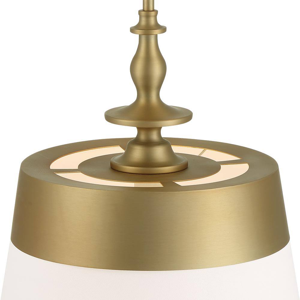 Ava Brushed Gold Drum Pendant Light with White Shade