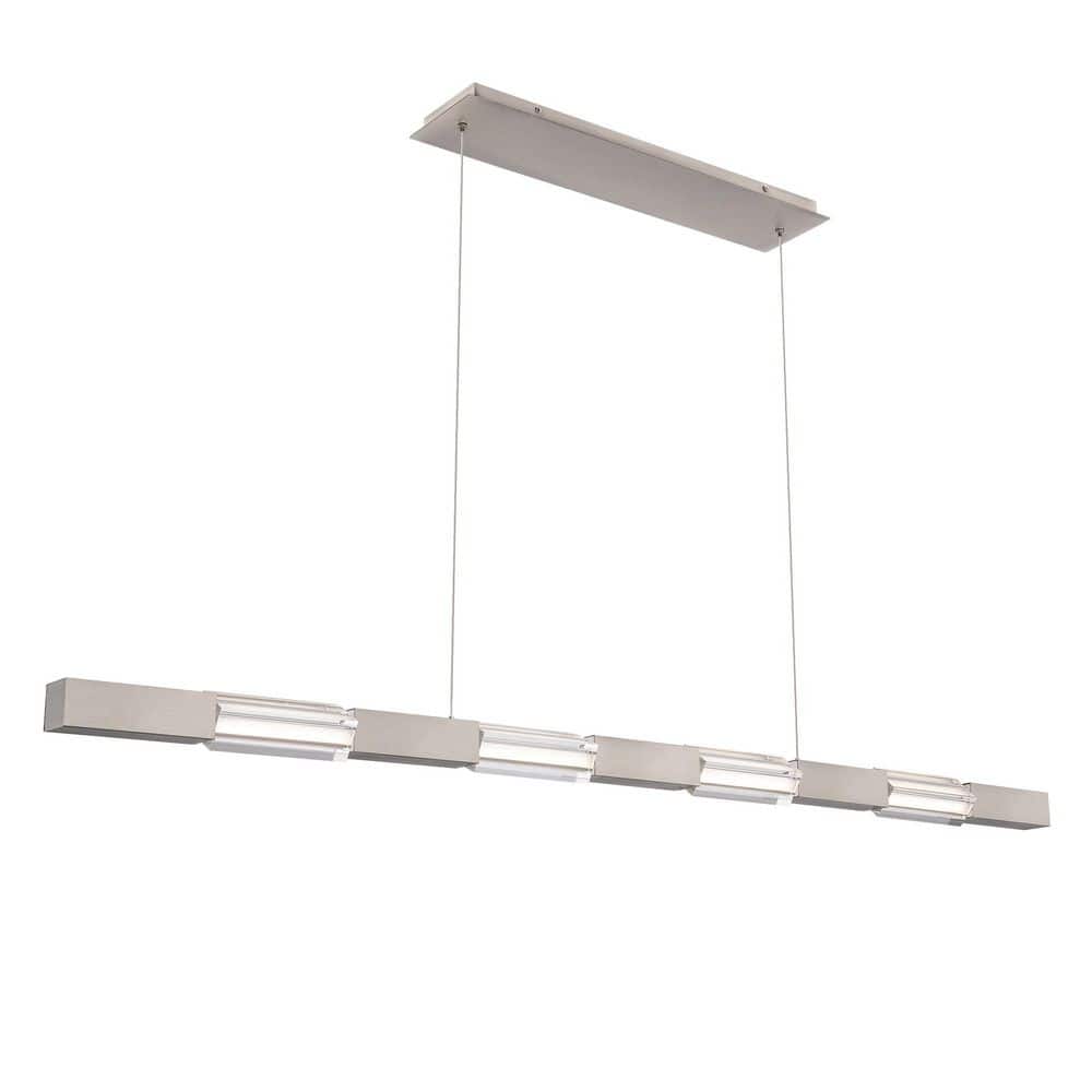 Super Star 60 in. 4-Light Brushed Nickel Integrated LED Pendant Light with K5 Glass Shade Selectable 4CCT price history on PriceWatchPro