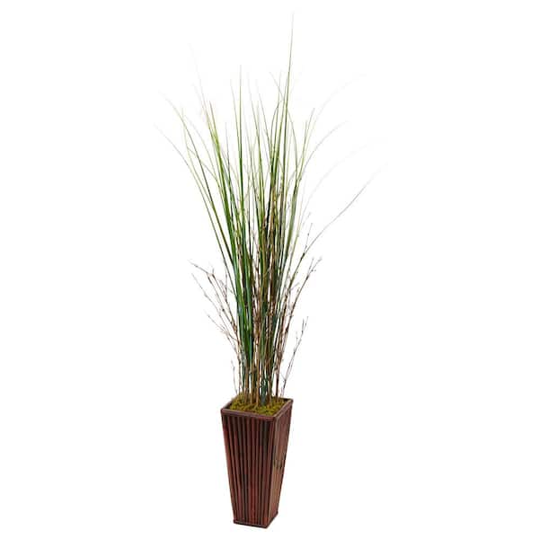 Nearly Natural Indoor Bamboo Artificial Grass in Bamboo Planter