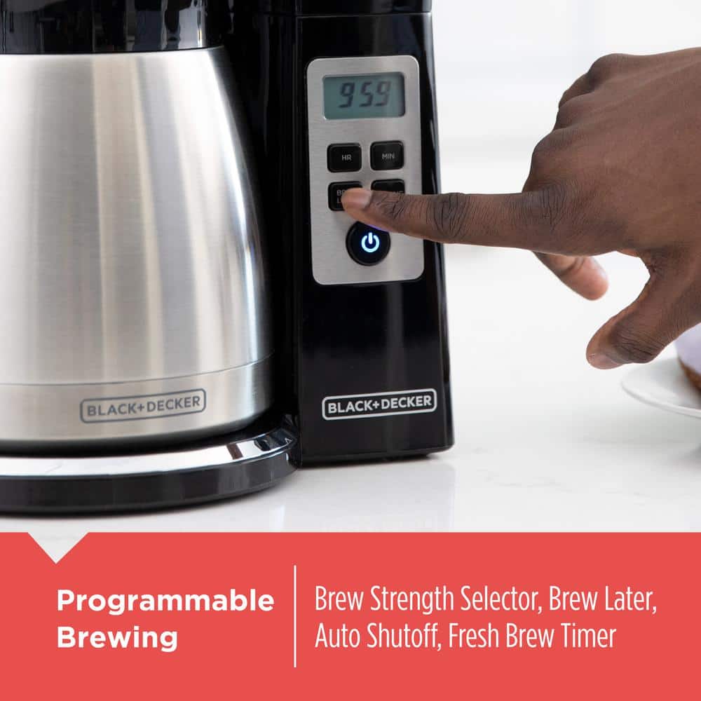 Black and Steel Programmable Thermal Drip Coffee Maker