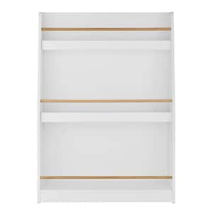 Steiner White 3-Tier Kids Book or Magazine Storage Freestanding Bookcase with Contrasting Wood-Toned Rods