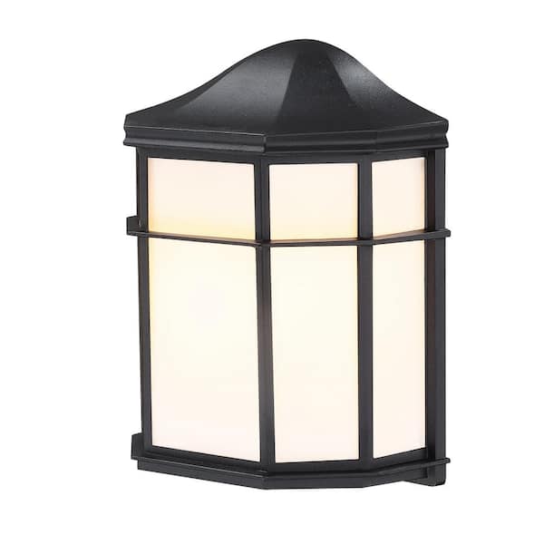 9.8 in. Retro Textured Black Outdoor Hardwired Wall Lantern Scone (2-Pack)