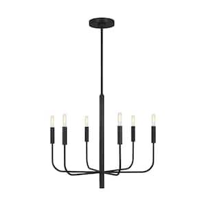 Brianna 6-Light Aged Iron Minimalist Modern Hanging Candlestick Chandelier