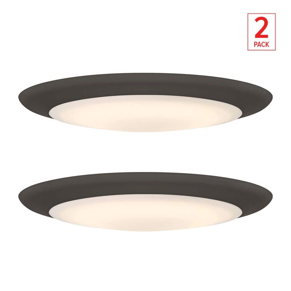 13 in. Bronze Selectable 5CCT Integrated LED Round Disk Flush Mount, 2-Pack price history on PriceWatchPro
