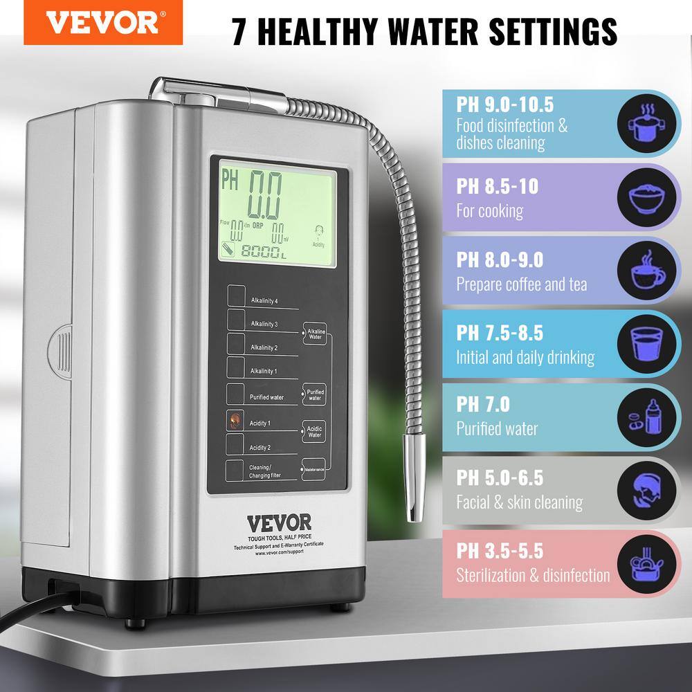 Silver Alkaline Water Ionizer Machine with LCD Display