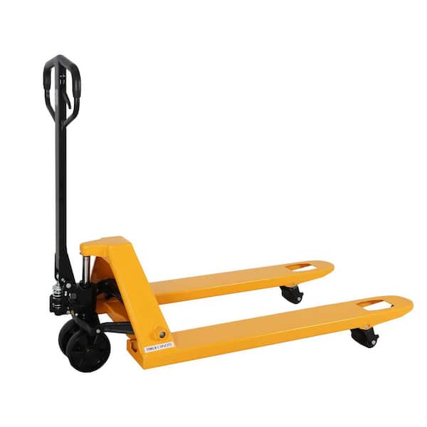 5,500 lbs. with 48 x 27 in. Fork Manual Pallet Jack Material Lift Hand Pallet Truck Yellow
