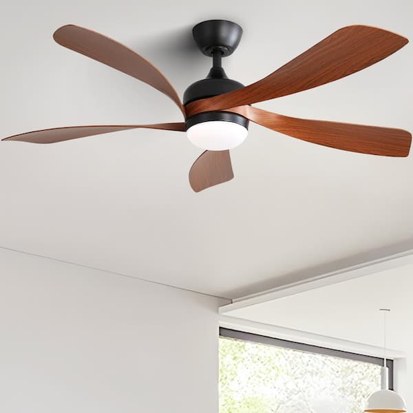 52 in. Integrated LED Indoor Black Downrod Mount Ceiling Fan With Light Kit and Remote Control