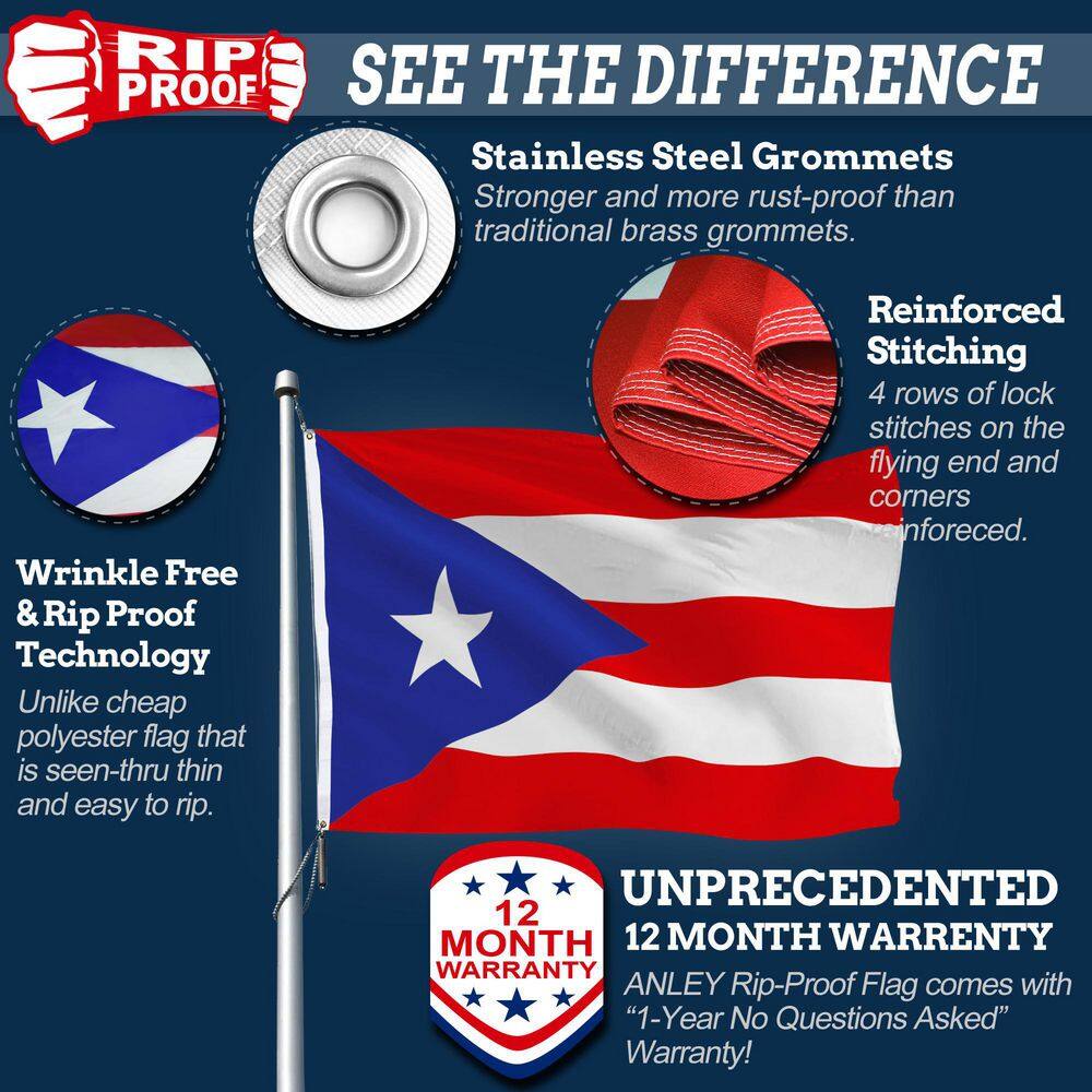 Rip-Proof 3x5 Puerto Rico Flag with Stainless Steel Grommets
