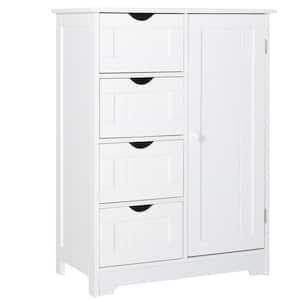 White Freestanding Linen Cabinet with Shelves and Drawers 23.6 in. W x 11.8 in. D x 31.6 in. H