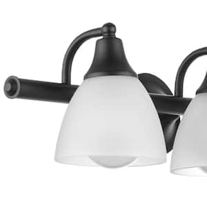 Jayden 3-Light Oil Rubbed Bronze Vanity Light with Frosted Glass Shades and 4-Piece Bath Set