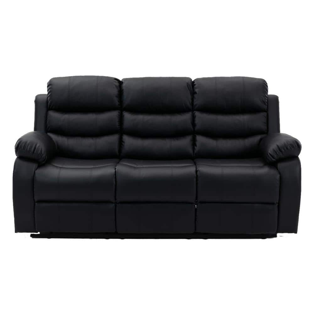 Pinksvdas 73 in. Slope Arm 3-Seater Reclining Sofa in Black A9013-3BL ...