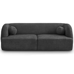 Daisy 87 in. W Round Arm Modern Luxury Japandi Style Boucle Fabric Curvy Sofa Couch in Gray (Seats 3)