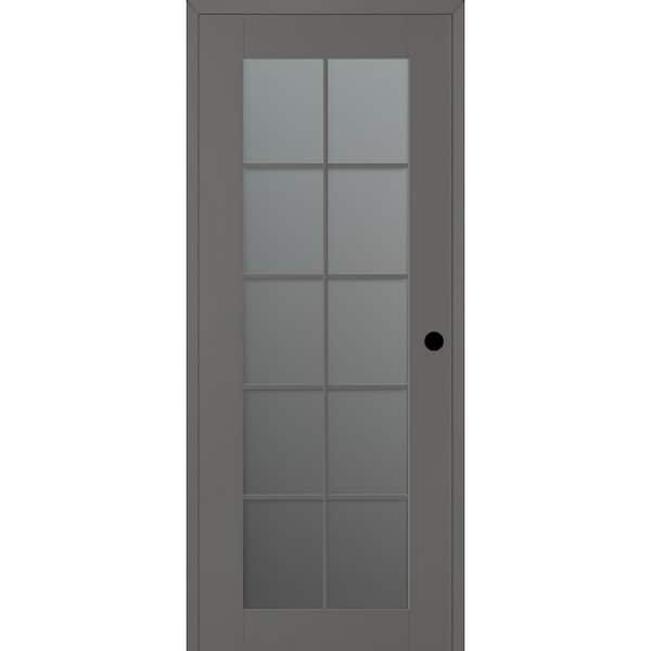 Belldinni Vona 32 in. x 96 in. Left-Hand 10-Lite Frosted Glass Gray Matte Wood Composite DIY-Friendly Single Prehung Interior Door
