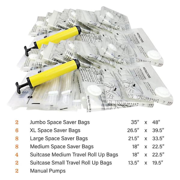 Honey Can Do Clear Vacuum Storage or Travel Bags (25-Pack)