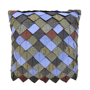 Bear Lake Black Blue Green Polyester 16 in. x 16 in. Square Decorative Throw Pillow