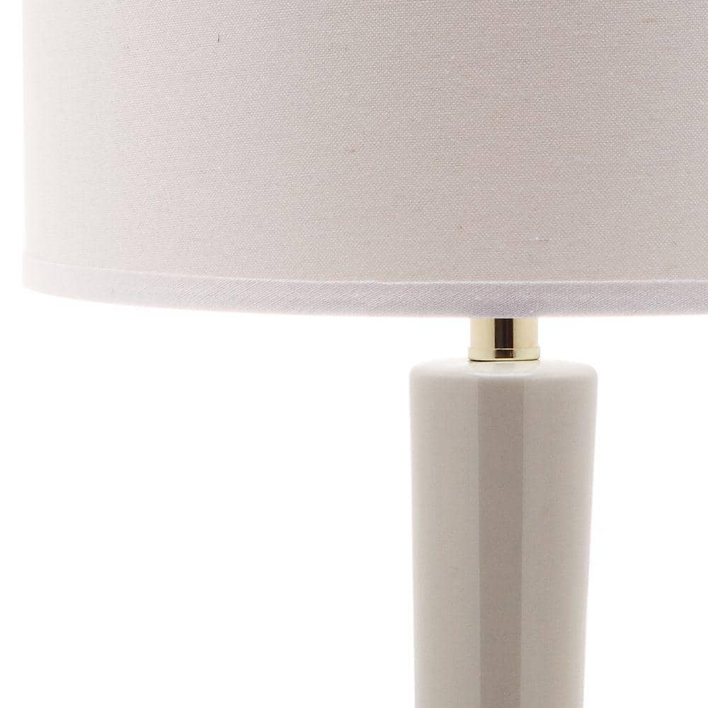 Light Grey Ceramic Long Neck Table Lamp Set with White Cotton Shade