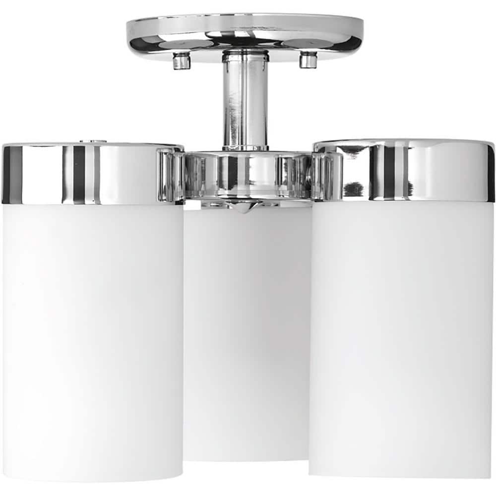 Polished Chrome 3-Light Glass Semi-Flush Mount