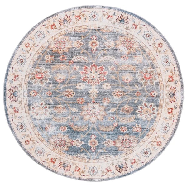 Arizona Green/Beige 6 ft. x 6 ft. Machine Washable Transitional Garden Round Area Rug