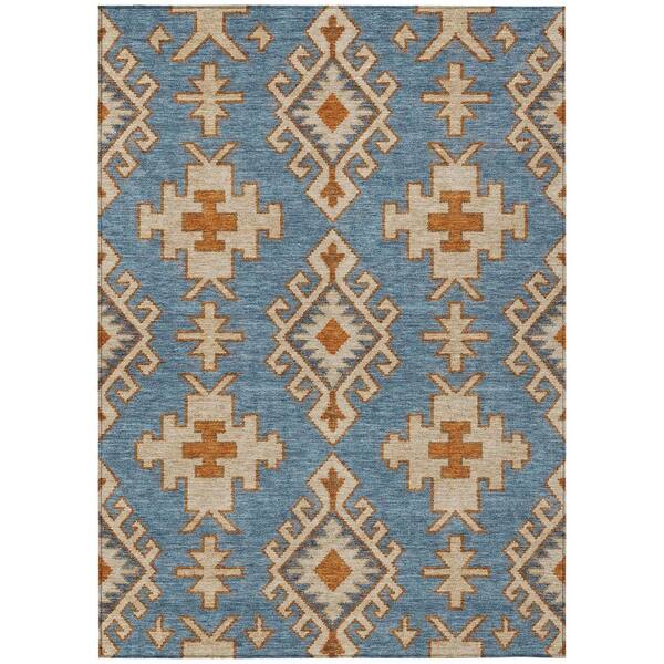 Chantille Machine Washable Indoor/Outdoor Abstract ACN3029 Denim 9 ft. x 12 ft. Area Rug