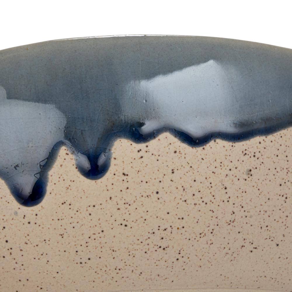 Blue and Cream Crackle Glaze Ceramic Serving Bowl