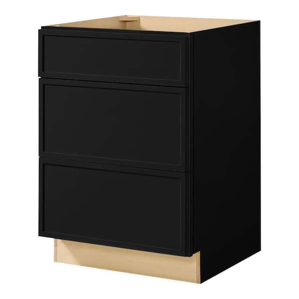 Leyton 30 in. W x 24 in. D x 34.5 in. H Ready to Assemble Plywood Slim Shaker Drawer Base Kitchen Cabinet in Raven Black