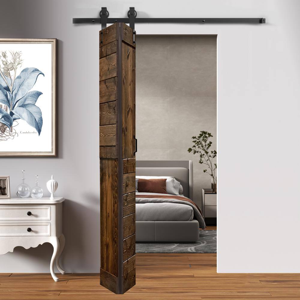 Patented Product S Style 24 in. x 84 in. Dark Walnut Solid Wood Bi-Fold Barn Door with Hardware Kit -Assembly Needed price history on PriceWatchPro