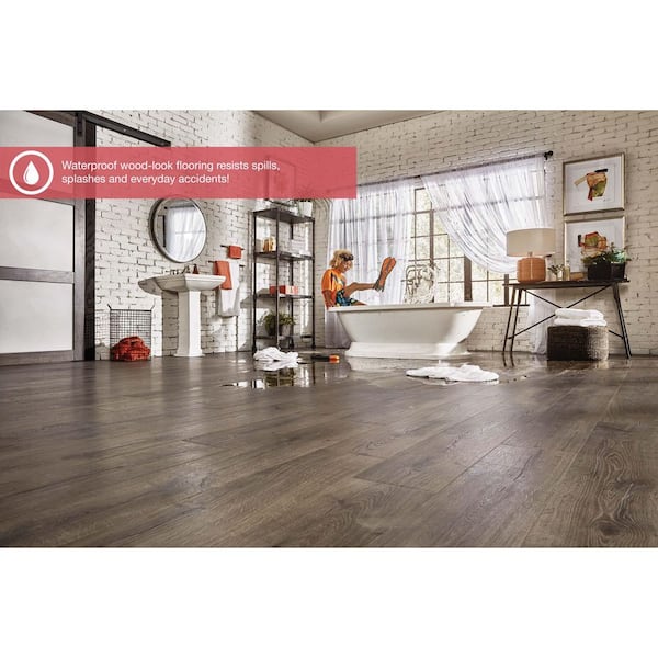 Pergo Outlast+ Vintage Pewter Oak 12 mm T x 7.4 in. W Waterproof