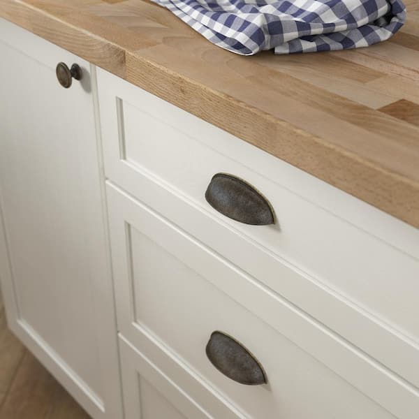 Cup Dual Mount 2-1/2 or 3 in. (64/76 mm) Classic Warm Chestnut Cabinet Drawer Cup Pull