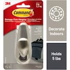 Command™ Outdoor Metal Hook FC13-BN-AWEF, Forever Classic, Large, Brushed  Nickel, 5 lb (2.3 kg), 1 Hook, 2 All Weather Strips