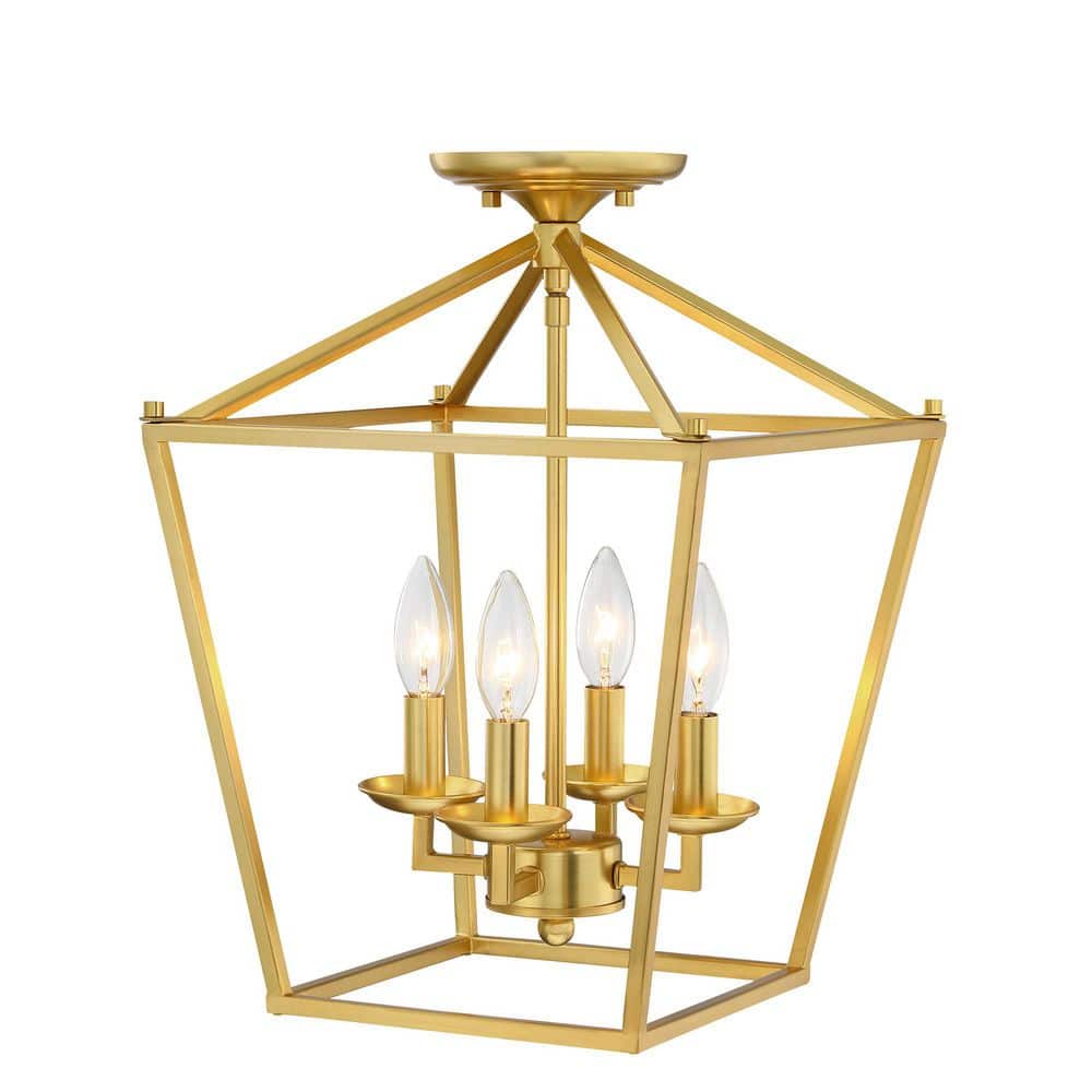 FM 4-Light 12 in. Brushed Gold Semi Flush Mount Light price history on PriceWatchPro