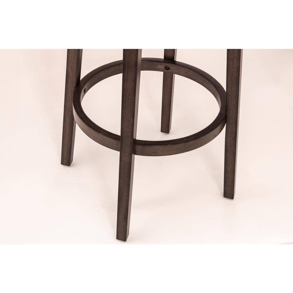 Charcoal Gray Backless Swivel Counter Stool with Linen Upholstery