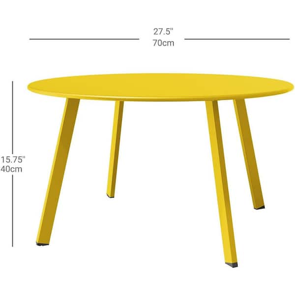 BANSA ROSE Yellow Round Outdoor Coffee Table, Weather Resistant