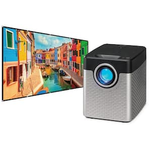 1280 x 720 LED Mini Projector with 1600-Lumens, Bluetooth with 120 in. Soft Projection Screen and Remote