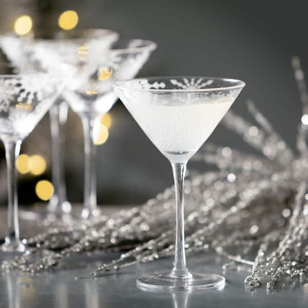 SULLIVANS 6 oz. Clear Snowflake Martini Glass - Set of 4 G8444