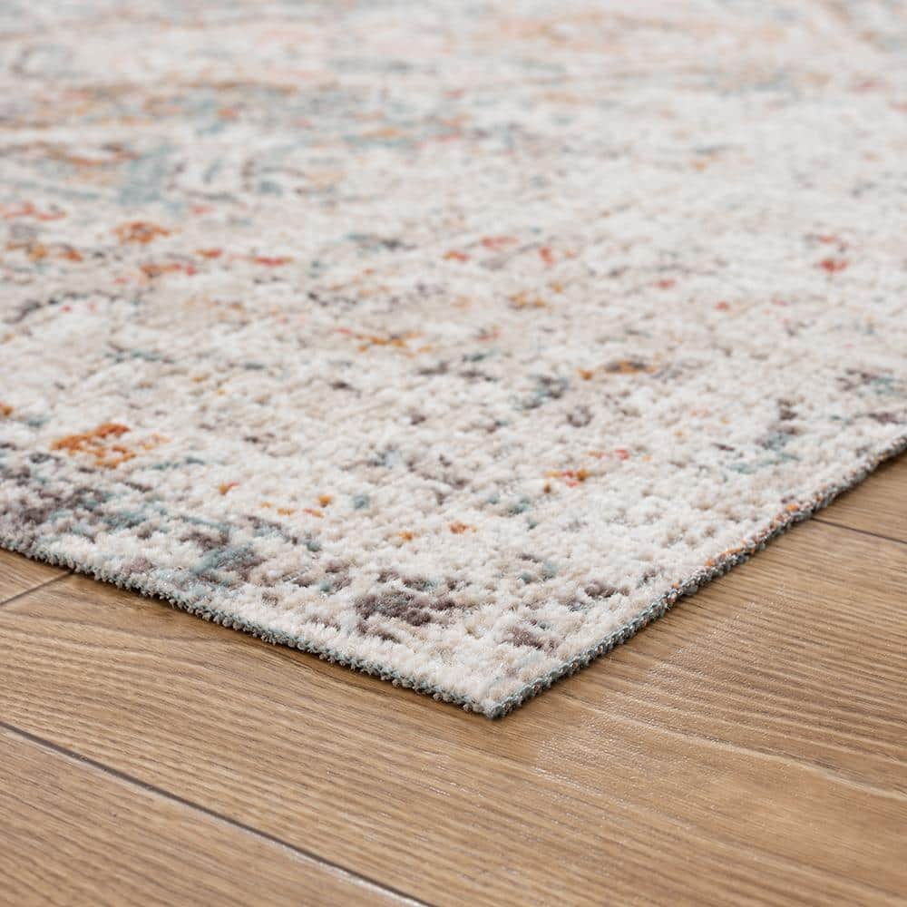 Faded Turkish Beige and Cream Synthetic Area Rug, 5' x 7'