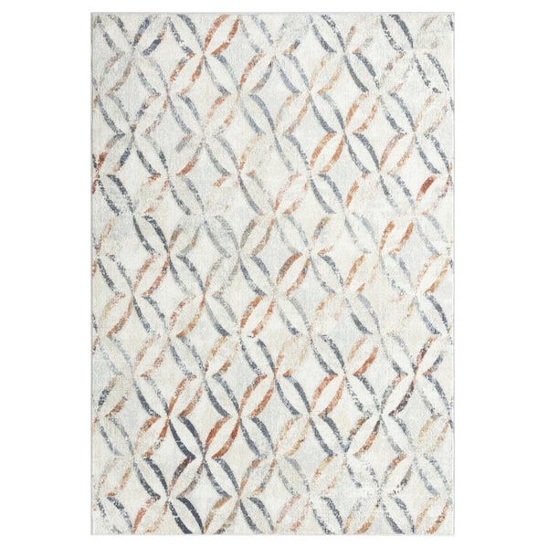 Home Dynamix Helen Cecilia Ivory/Grey 8 ft. x 10 ft. Geometric Area Rug